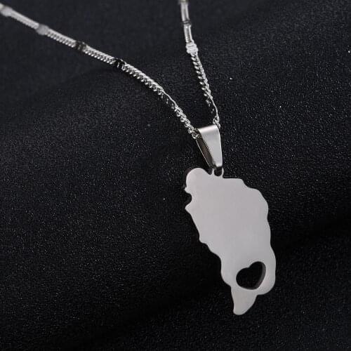 Stainless Steel The Commonwealth of Dominica Map Pendant Necklaces Gold Color Dominicans Charm Jewelry Gifts