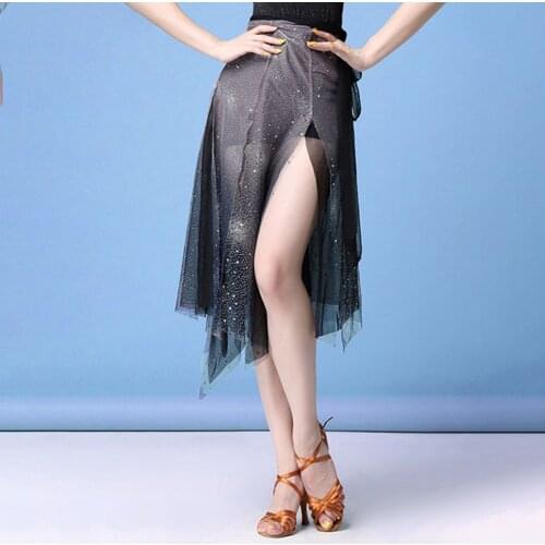 L59 Dot Design Latin Dance Dress Women Waist Chain Hip Scarf Latin Dance Skirt Ballroom Tango Chacha Belly Dancing Performamnce