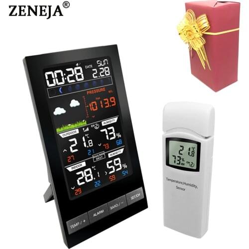 Weather Station digital lcd thermometer Gauge Indicator Indoor/Outdoor Automatic Electronic Temperature Humidity Monitor Clock