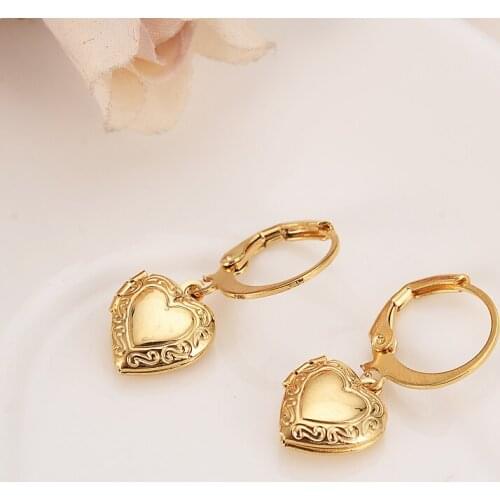 Cute photo frame Heart Earring For Girls/Ladies Birthday kids Gift Engagement Wedding bridal Earring party gold jewelry