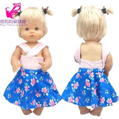 Nenuco Dress Ropa Y Su Hermanita 40cm Baby Sister Dolls Blue Flower Dress Toys Clothes