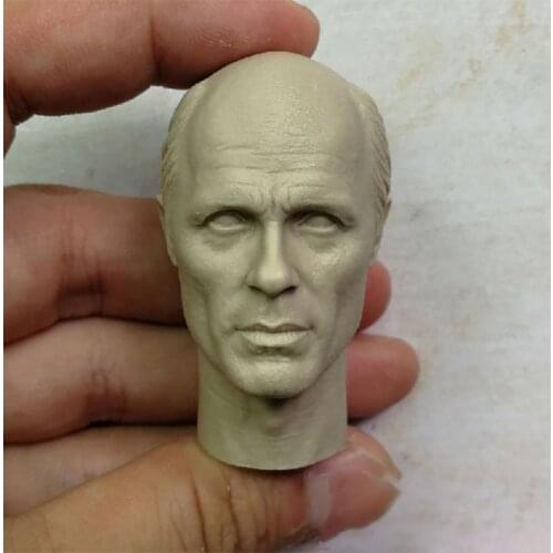 Unpainted 1/6 Major Ed Harris Head Sculpt Carving Model Fit 12'' Male Soldier Action Figure for Painting Exercise DIY