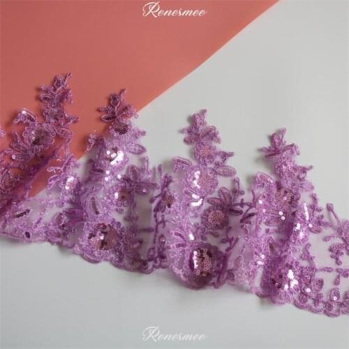 Delicate 1Yard Sequins Violet Cording Lace Trimming For Sewing Lace Applique Trim Craft for Wedding Dec. 22cm SX335