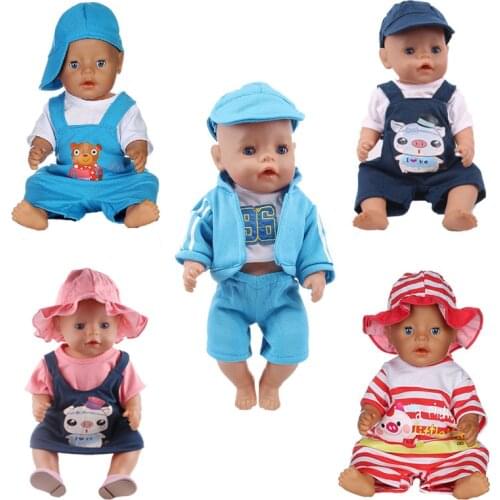 Doll Clothes Pajamas Rabbit Bear Piggy Patterns For 18 Inch American&43 Cm Baby New Born Doll For Generation Girl`s Toy Gift