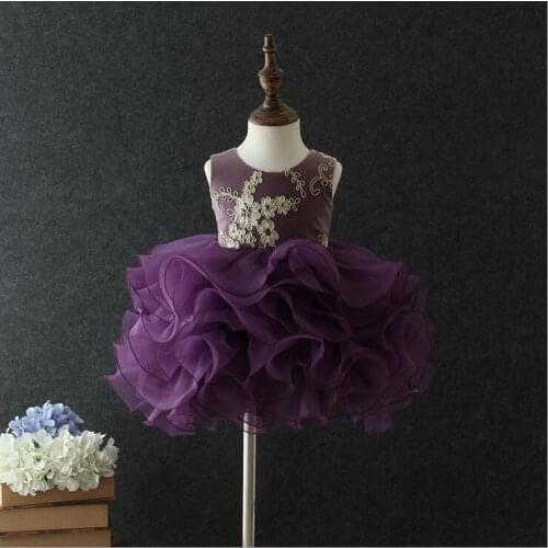 Wholesale vintage flowers kids girls ball gown cake dress children hight quality embroidery patry vestido infantil birthday 1-5y