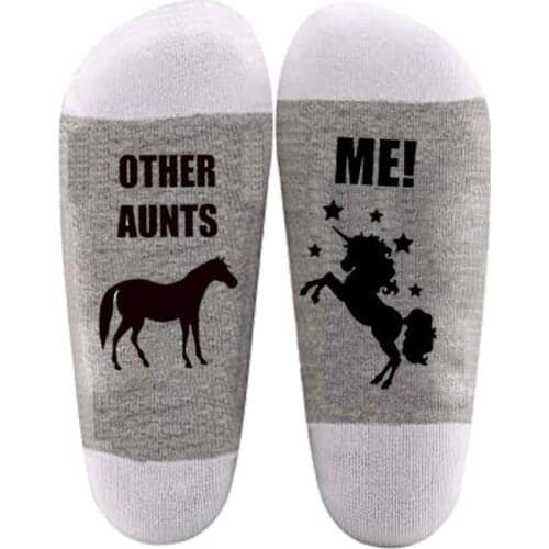 Funny Unicorn Aunt socks Auntie Christmas birthday party baby shower Pregnancy announcement Retirement Mothers Day Gift present