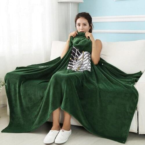 Attack on Titan Blanket Cloak Shingeki No Kyojin Survey Corps Cloak Cape Flannel Cosplay Costume Hoodie Real photos