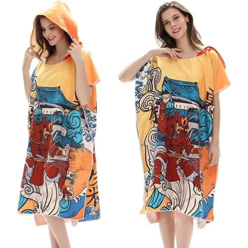 Microfiber Large Men Women Beach Towel Wetsuit Changing Robe Swimming Dry Robe Bath Hooded Towels Surf Poncho Quick Dry Bathrobe