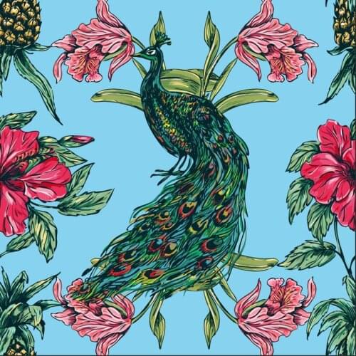 Polyester chiffon fabric for dress tropical rainforest hand-painted pattern custom printing fabric thin dress shirt sewing fabri