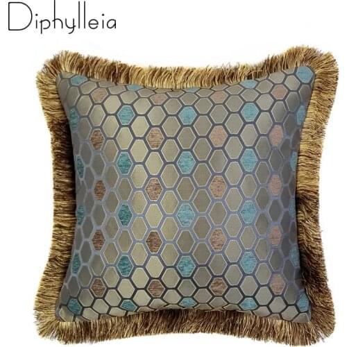 Diphylleia Collection Luxury Jacquard Rayon Honeycomb Leaf Decorative Pillow Case Living Room Couch Sofa Cushion Cover 45x45cm