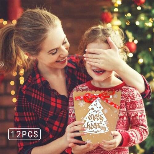 Christmas Candy Box Christmas Snowflake Kraft Paper Bag Cookie Candy Bag Christmas Party Gift Box Folding Forming Candy Bag