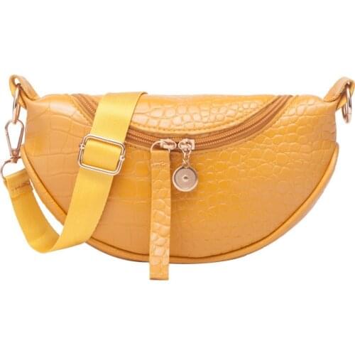 Crocodile Saddle Bag Messenger Bag womens fashion personality semicircle shoulder bag net red popular mobile phone waist bag