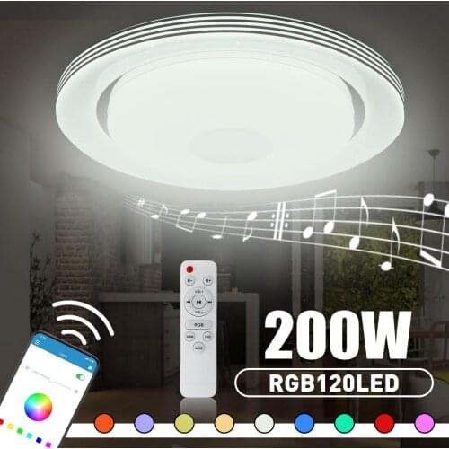 200W Music Led Ceiling Light RGB Flush Mount Round Home Lighting APP bluetooth Speaker Smart Ceiling Lamp with Remote Control