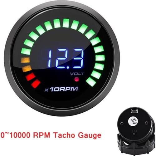 2inch 52MM Digital 20 LED Tachometer Tacho Gauge Smoked LED RPM Gauge 0-1000RPM Tacho Gauges With Sensor Smoke Car Meter