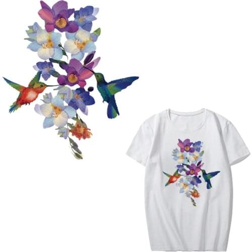 Iron on Flower Patches for Girl Clothing DIY Heat Transfer Vinyl A-level Washable Bird Patch Stickers Applique Thermal Press