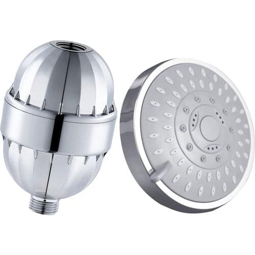 Bathroom High Pressure Fixed Mount Filtered Shower Head Set Polished Chrome, Anti-clogging Nozzles