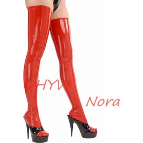 Handmade Women Sexy Costumes Latex Stockings Socks Fetish Long Step Foot Sexy Lingerie for Women Cosplay Costumes
