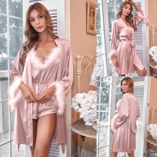 Ladies Evening Dresses Silk Feather 2 Pieces Suit Robes for Photo Shoot Baby Shower Ruffle Women Photography Robe Custom Made