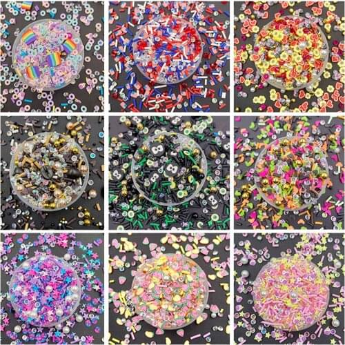 1Box Mix Crystal Pearl Cartoon Slices Polymer Hot Clay Sprinkles for DIY Craft Slime Filling Tiny Cute Plastic Klei Accessories