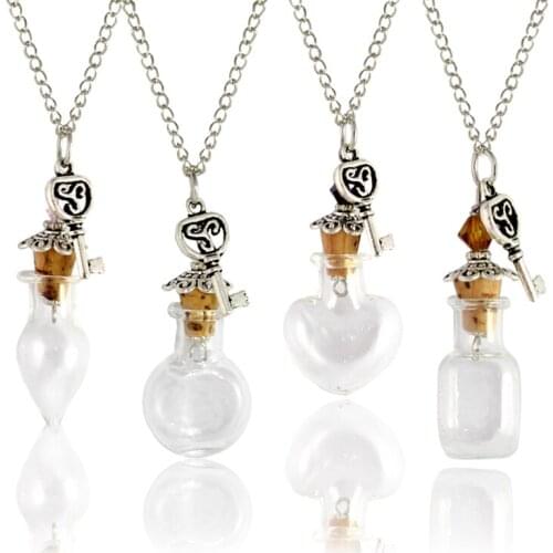 1PC 20x20MM Wishing Necklace essential oil Keep Small Bottle Necklaces DIY Empty Bottle Necklace Perfume Bottle Necklace