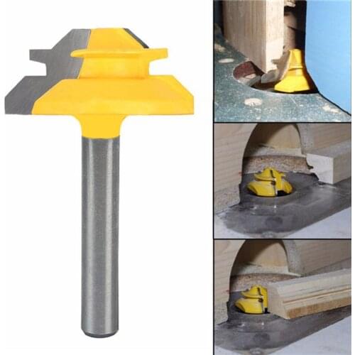 1PC 8mm Shank Medium Lock Miter Router Bit 45 Degree 3/4" Stock Milling Cutter Wood Cutters End RCT Woodworking Milling Tools