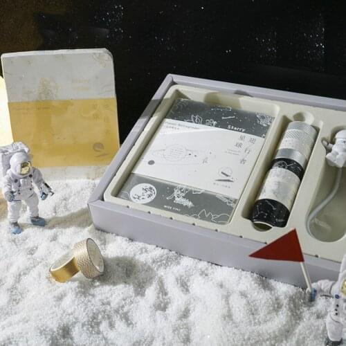 2021 New Planet Retrograder Series Blank Sketchbook Notebook Box Gift Set Personal Diary Planner DIY with Washi Tape USB Lamp