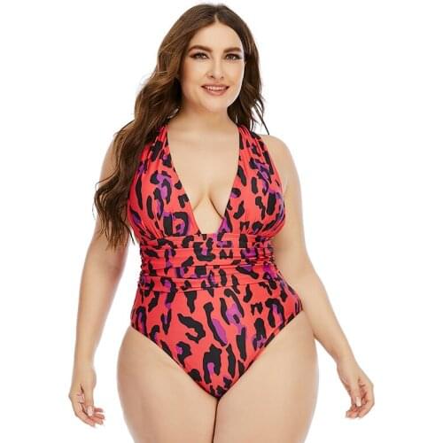 2021 Sexy One Piece Swimwear Plus Size Monokini Swimsuit Women V Neck Brazilian Swimsuit Fused Bathing Suit Push Up Bodysuit 4XL