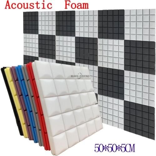 4Pcs 500x500x50mm Acoustic Foam Soundproof Panels Sound Absorption Sponge Drum Room Wedge Tiles Polyurethane Foams 7 Colors