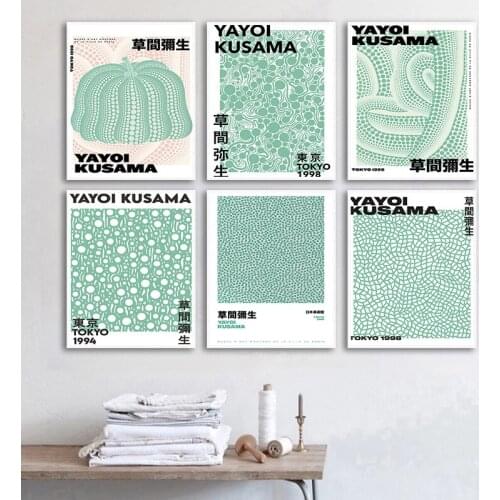 Yayoi Kusama Abstract Pumpkin Nordic Wall Art Canvas Painting Posters and Prints Pictures Home Living Room Decor (No Frame)