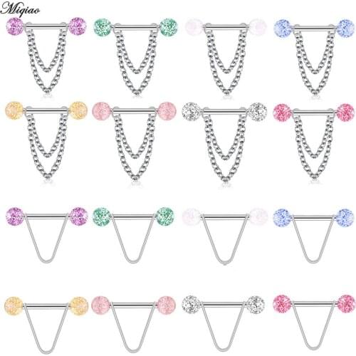Miqiao 1pair Acrylic 8 Colors Nipple Piercing Bar 14G Glitter Nipple Ring Pack Sexy Barbell Nipple Jewelry Piercing