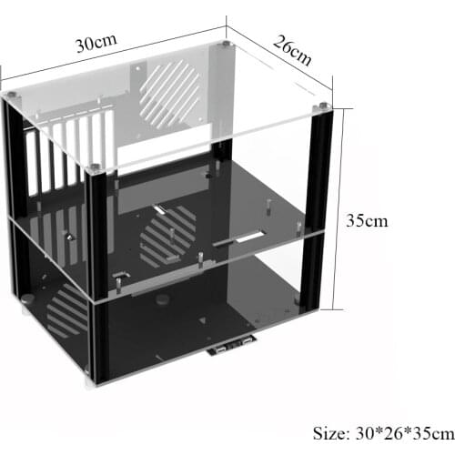 DIY Acrylic MATX Computer Case Support ITX Double-Layer Open USB Audio Water Fan Cooling Transparent Desktop Cases Tower