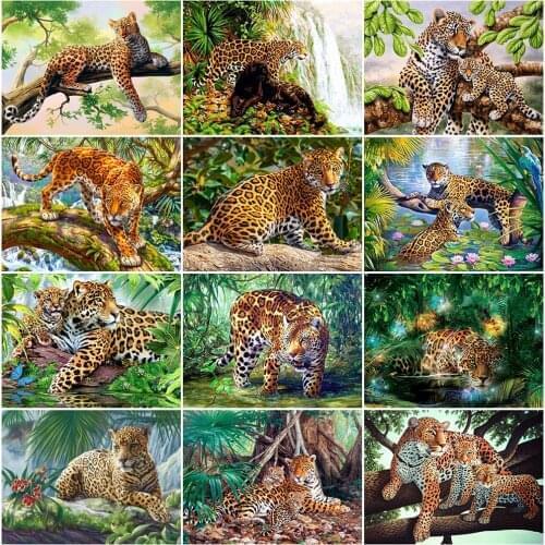 Evershine Diamond Painting Leopard Cross Stitch Kit Diamond Mosaic Animal Full Drill Picture Of Rhinestones New Arrival Wall Art