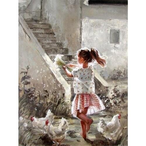 Flower Girl DIY Embroidery Cross Stitch 11CT Kits Needlework Craft Set Cotton Thread Printed Canvas Home Dropshipping