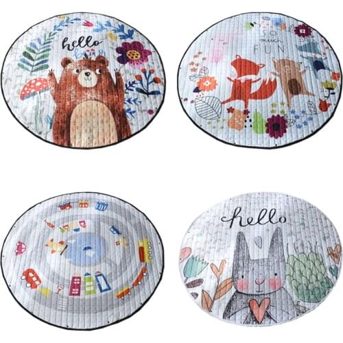 Baby Play Mat Blanket Crawling NonSkid Carpet Round Warm Floor Mat Kids Toys Storage Bag Antislip Room Decor Rug Photo Props