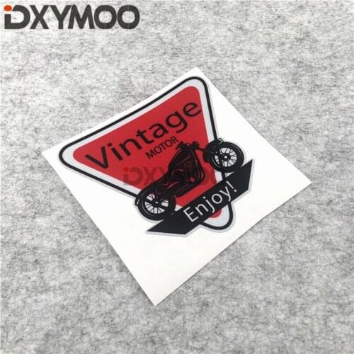 Cool Retro Motorcycle Red Vintage Motor Enjoy Sticker Funny Reflective Skateboard Phone Sticker Decals 100x90mm