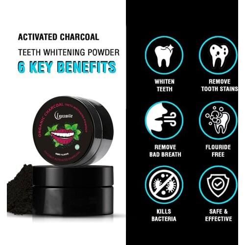 2021Hot Selling Luxsmile Charcoal Teeth Whitening Powder Dental Bleach Oral Care Cleaning Fresh Breath Remove Tooth Stains 30g
