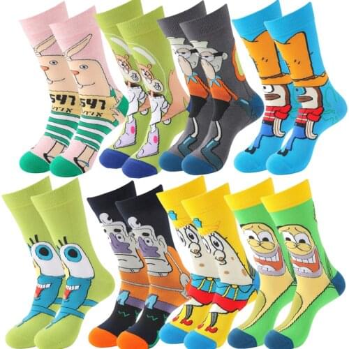 Man Anime Knitting Socks Womens Cute Cartoon Funny Hip Hop Skateboard Socks Casual Street Stance Harajuku Creative Cotton