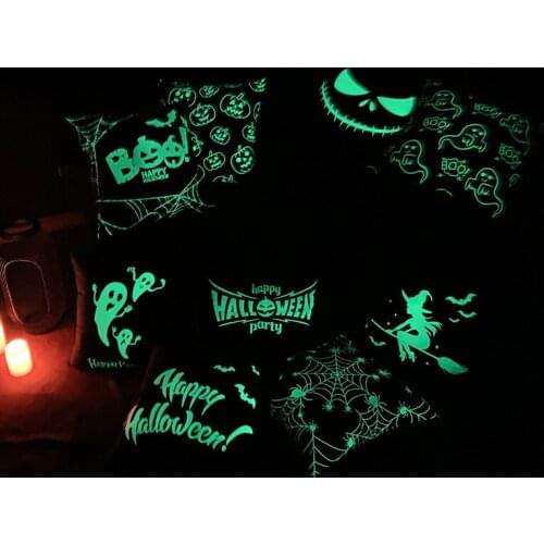 Novelty Luminous Cushion Cover 45x45cm Halloween Festival Throw Pillowcase Pumpkin Ghost Witch Print Pillow Covers Home Decor