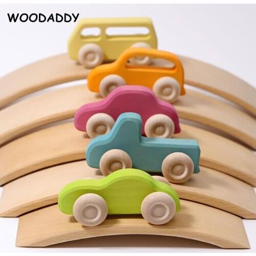 New Arrival Rainbow Car Curved Rainbow Bridge Wooden Toys For Kids Building Blocks Stack High Child Educational ToysDropshipping