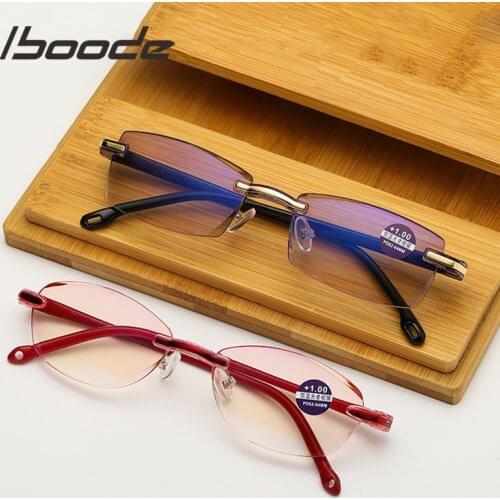 Iboode Rimless Anti Blue-ray Reading Glasses Men Women Anti Blue Light Blocking Presbyopic Reading Eyewear Computer Eyeglasses