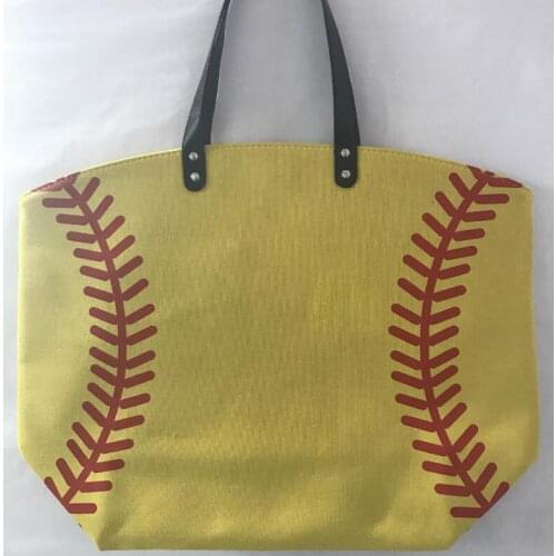 Wholesale Personalized Softball Baseball Mom Tote Bags Yellow Softball Bag Tote Bag size 56*44*21cm