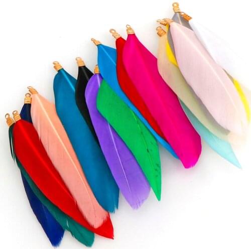 17Colors 20pcs DIY Natural Goose Feather Charms Pendant Earring Charms For DIY Necklace Bracelet Jewelry Findings Making 60-70cm