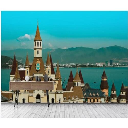 Custom photo 3d wallpaper European castle sea view background home decor living room 3d wall murals wallpaper for walls 3 d