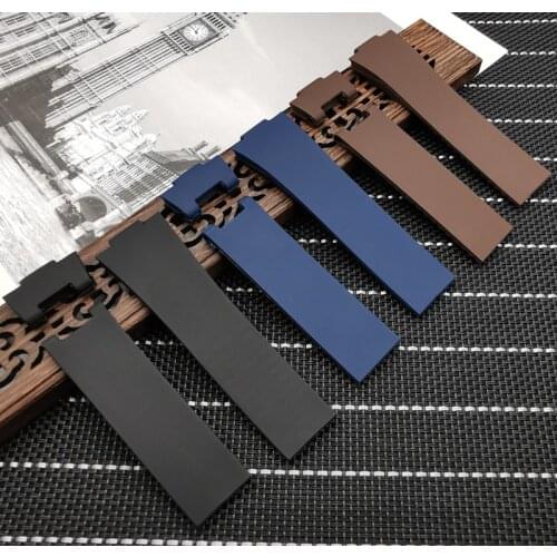 Top Brand quality Waterproof Silicone Rubber watchband Wrist Watch Band Belt 25*12mm Black Brown Blue For Ulysse Nardin strap