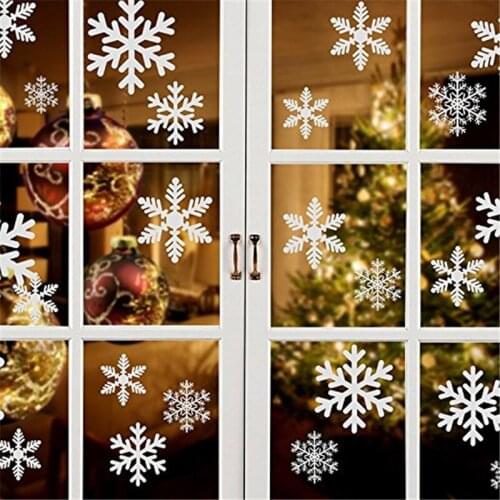White Snowflake Wall Stickers PVC Window Sticker for Home Living Room Christmas Xmas New Year Decorations Supplies
