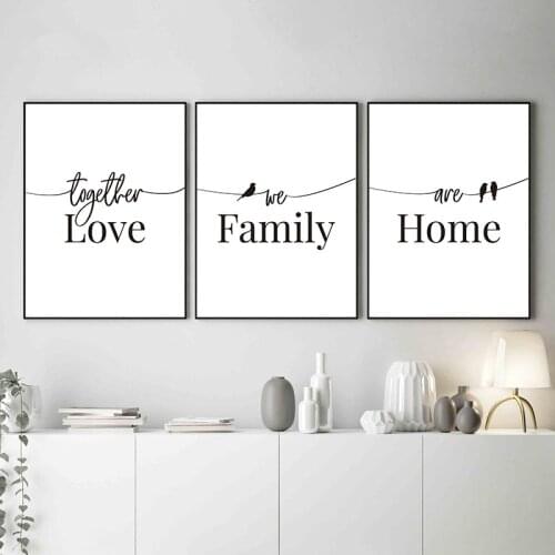 Modern Black White Family Home Love Quotes Canvas Painting Wall Art Poster And Print Wall Pictures For Living Room Decor TB16