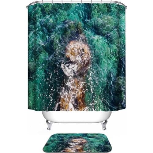 Modern Contracted Nordic INS Style Cartoon Shower Curtain Bathroom Shower Room Bathroom Partition Waterproof and Mildew Proof
