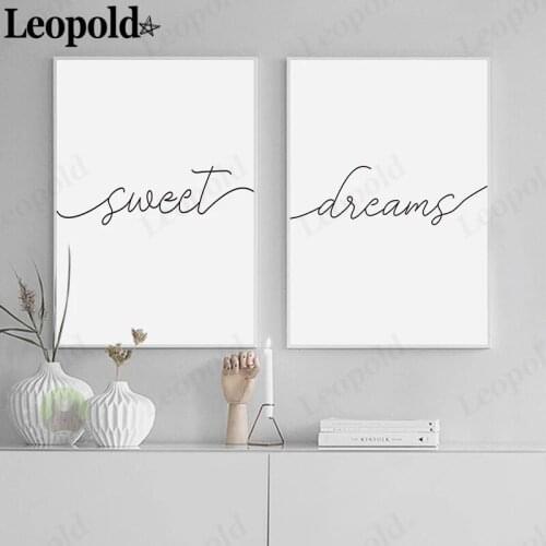 Modern Minimalist Alphabet Canvas Poster Black and White Sweet Dream Alphabet Painting Wall Art Nordic Home Decor Accessories