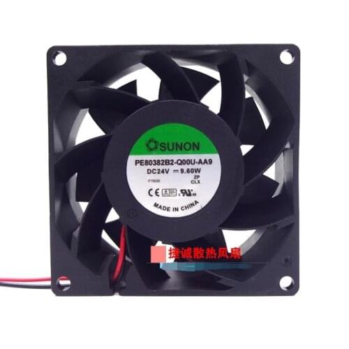 SUNON PE80382B2-Q00U-AA9 DC 24V 9.60W 80x80x38mm 2-Wire Server Cooling Fan