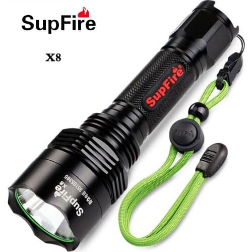 SupFire X8 super bright flashlight rechargeable flashlight 18650 battery outdoor waterproof camping lamp portable lamp